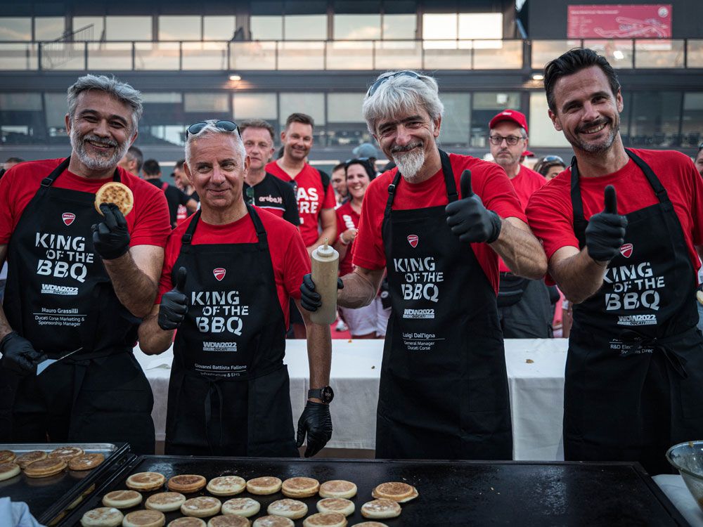 Ducati Corse general manager Gigi Dall’Igna gets in on the fun at the World Ducati Week celebration.
