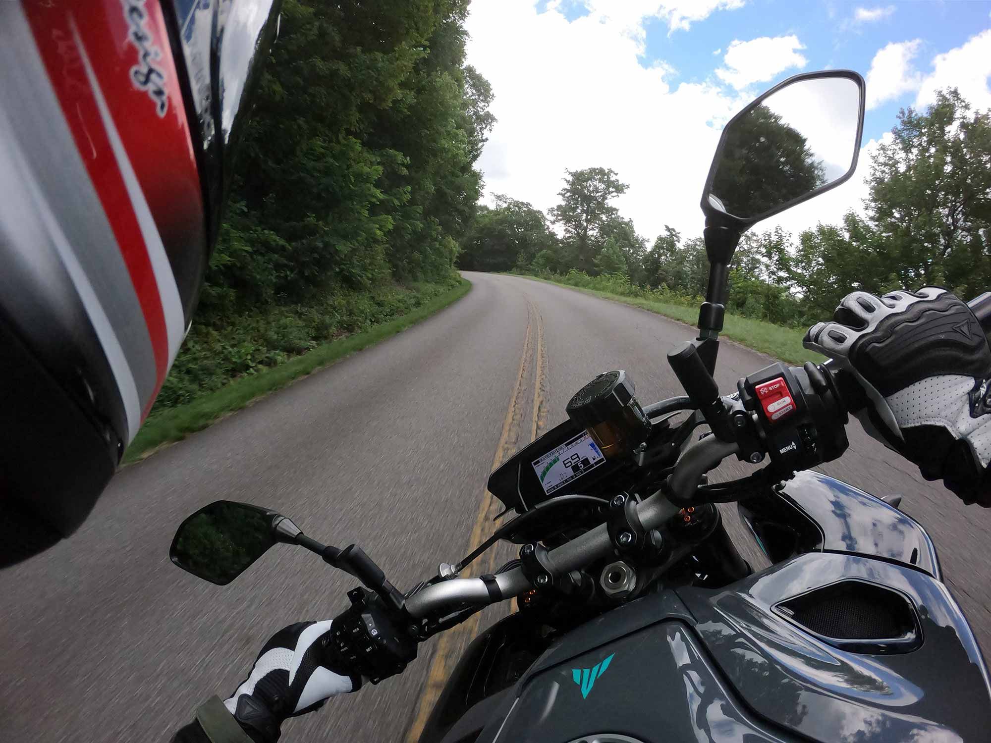 Yamaha’s MT-10 is easily the sportiest MT motorcycle in its lineup. It’s a hoot to ride on your favorite backroad.