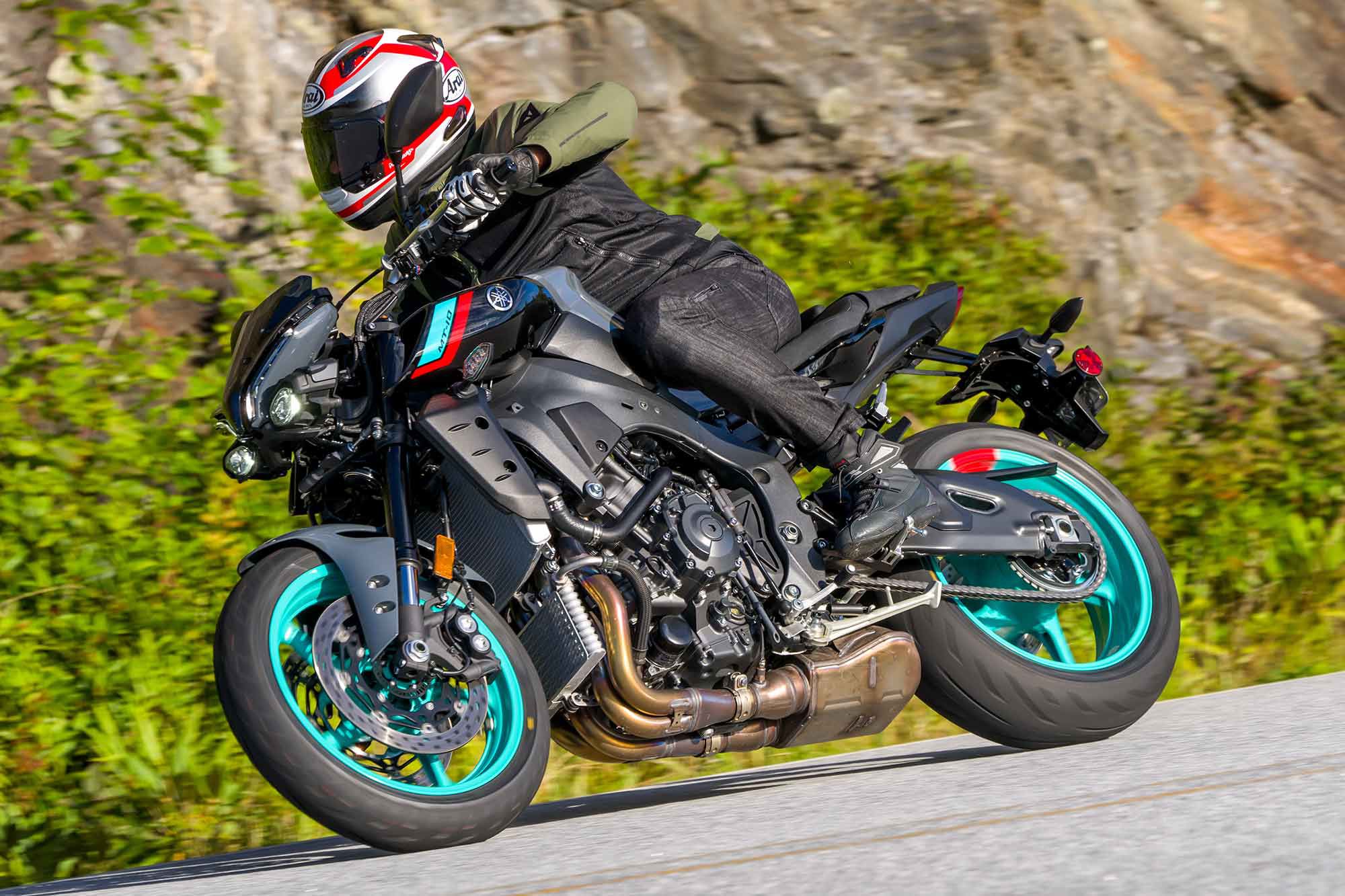 The MT-10’s ergonomics package is the sportiest in the four-bike MT line-up. It’s purposeful without being too demanding for everyday rides.
