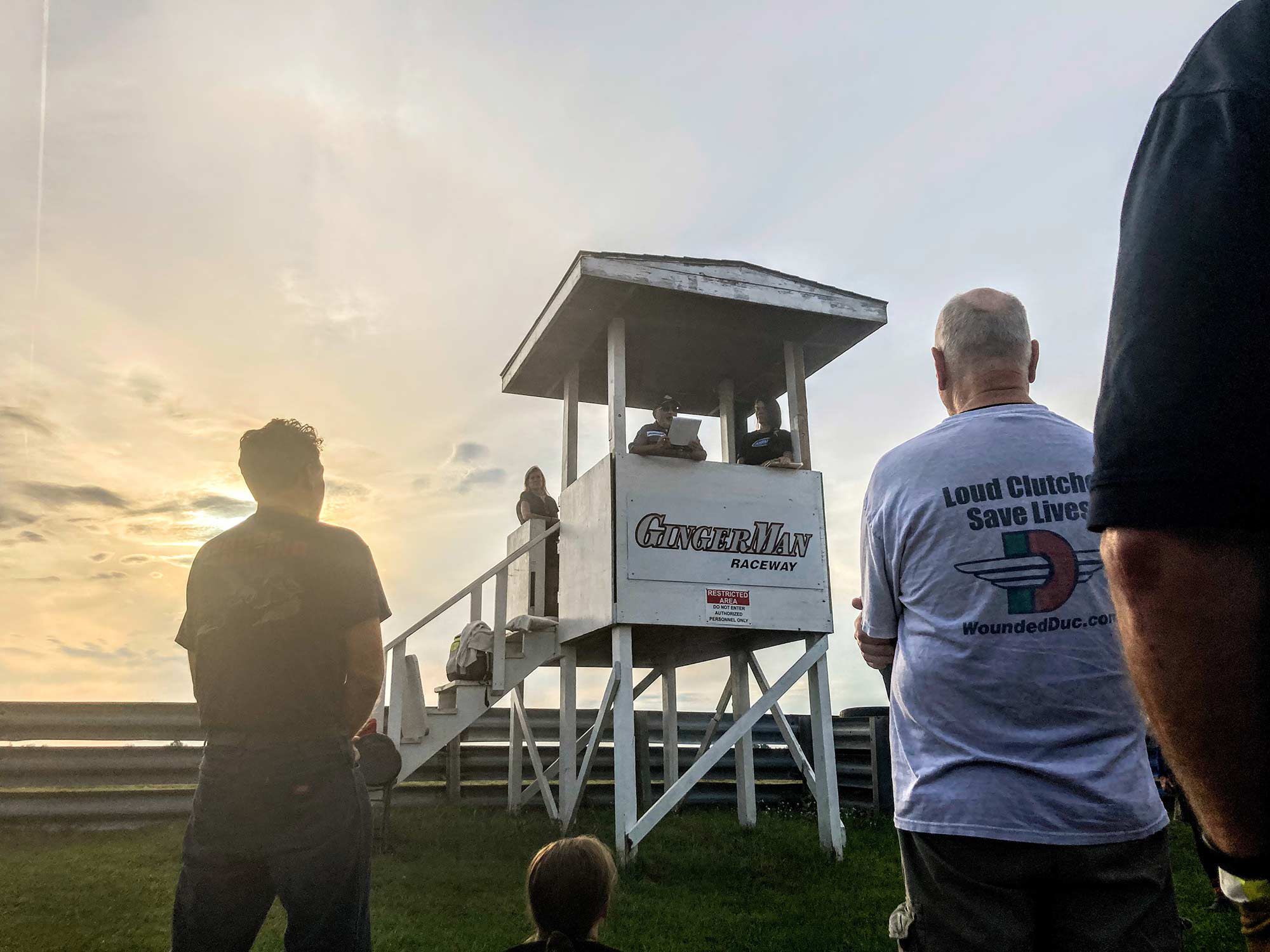 What we did wrong and don’t do it again: Bill Doran goes over track conduct at the 7:30 a.m. riders meeting at GingerMan Raceway.