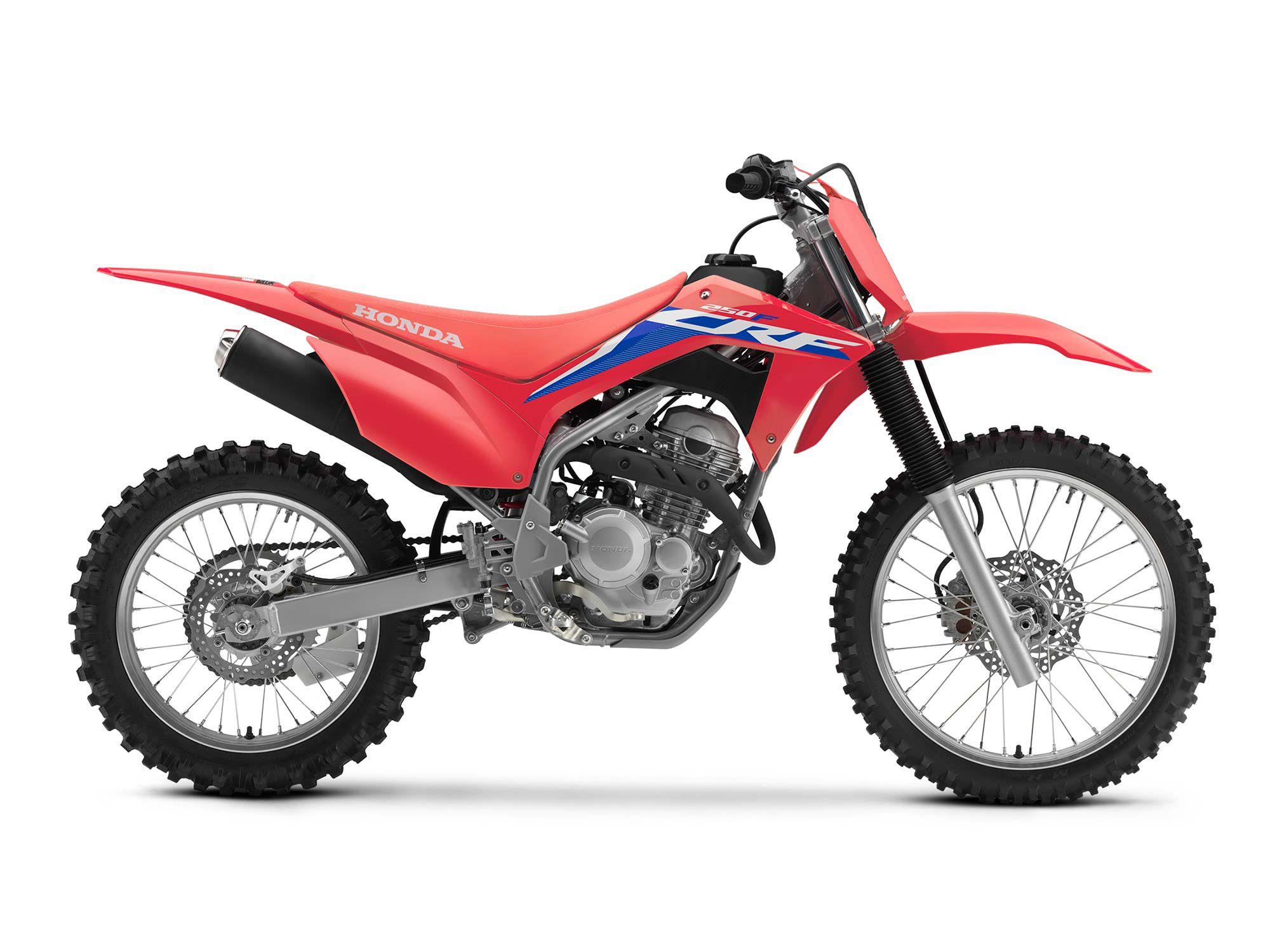 Honda’s CRF250F is a great choice for riders getting their feet wet off-road, but also well suited for tackling challenging terrain at the hands of more experienced riders.