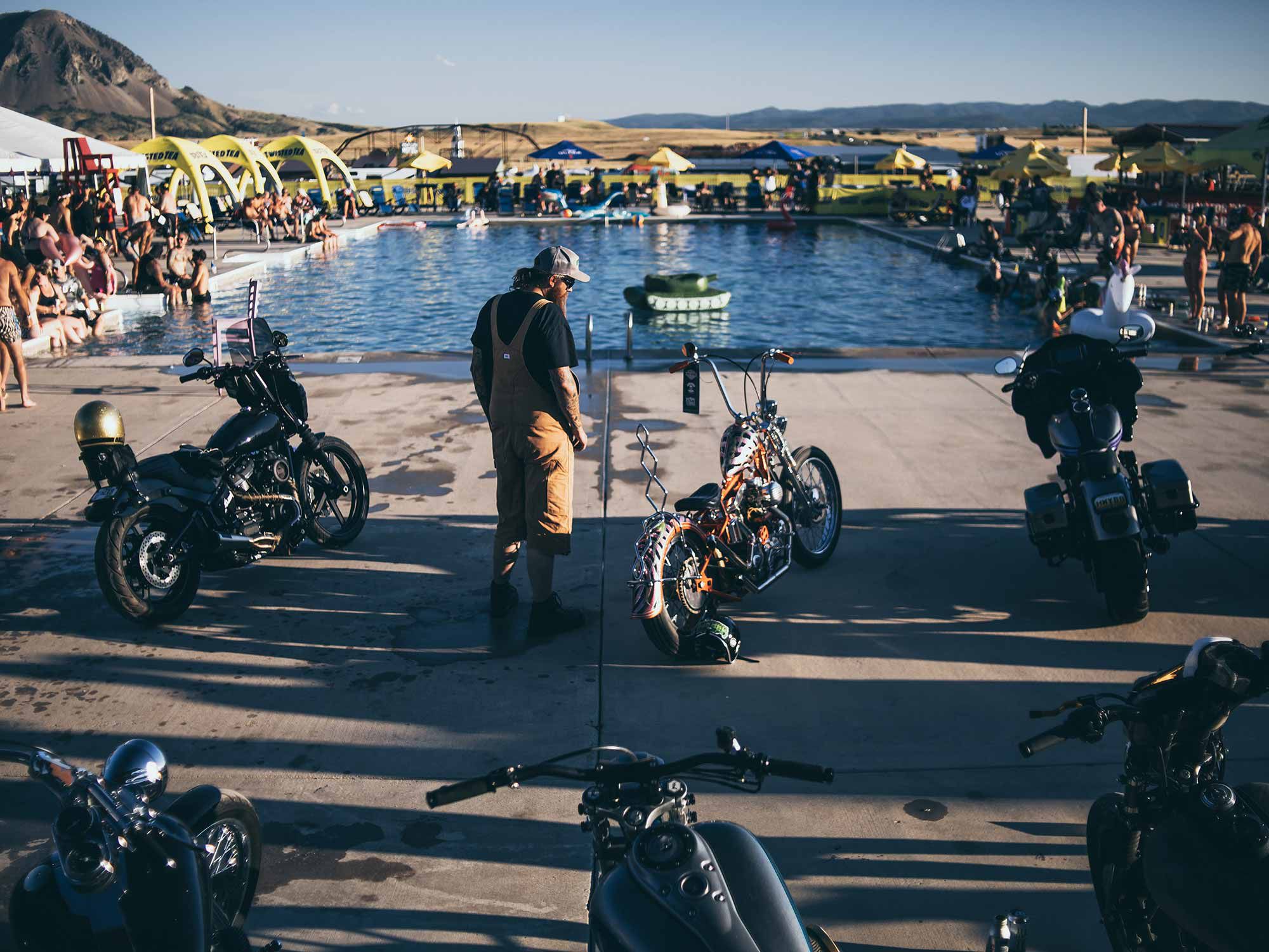 Is there anywhere bikes can’t park at Sturgis? Poolside parking.