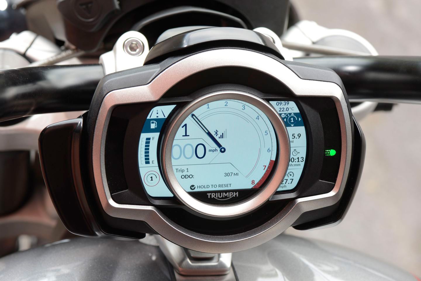 A bright and clear TFT dash makes it easy to select ride modes, and in the near future will control your GoPro and give turn-by-turn navigation.