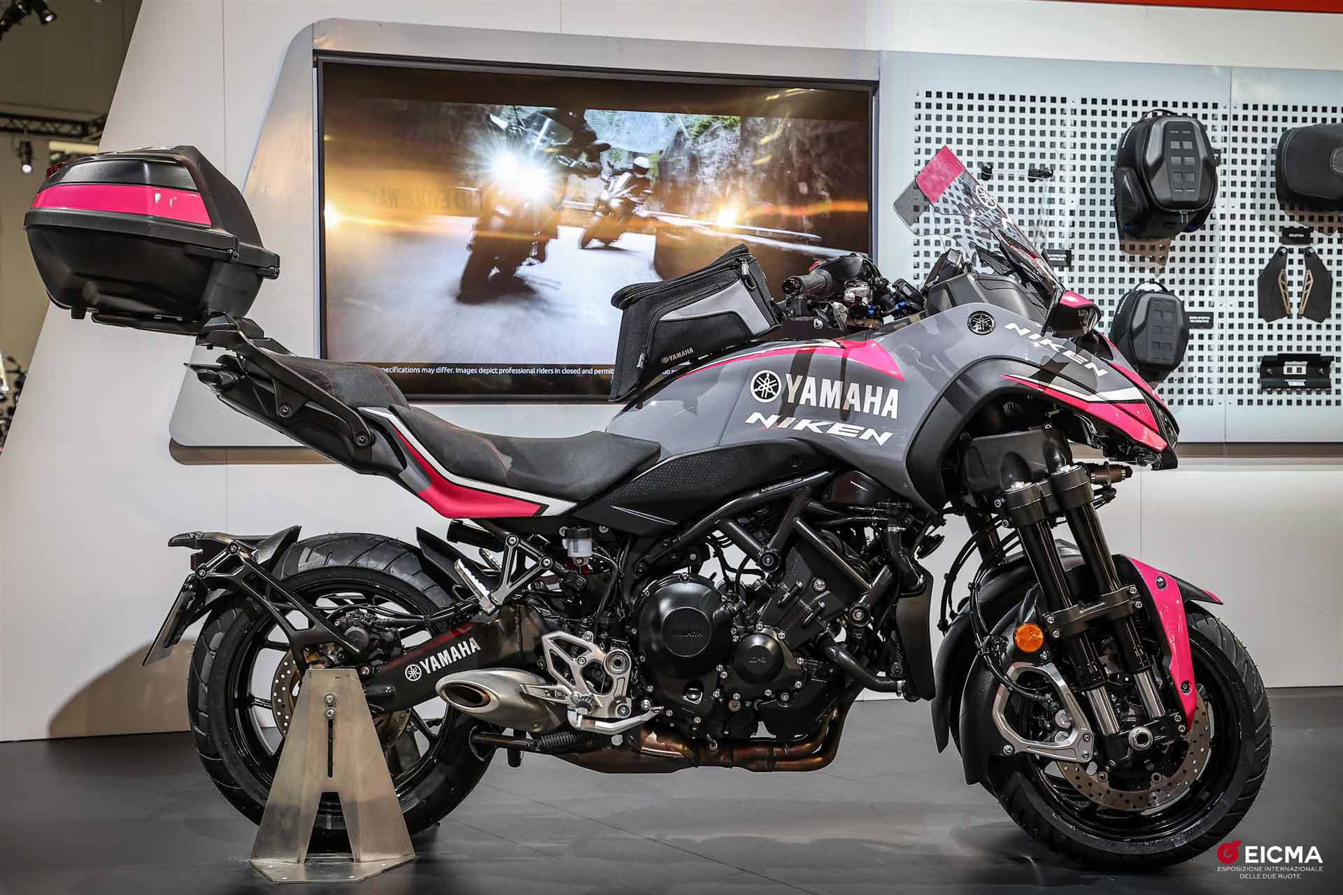 Every article about EICMA seemed to feature the Yamaha Niken. So here you go, with pink accents