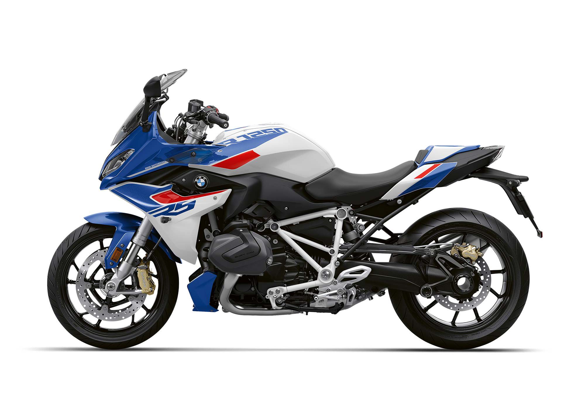 2023 BMW R 1250 RS in Light White/Racing Blue/Racing Red.