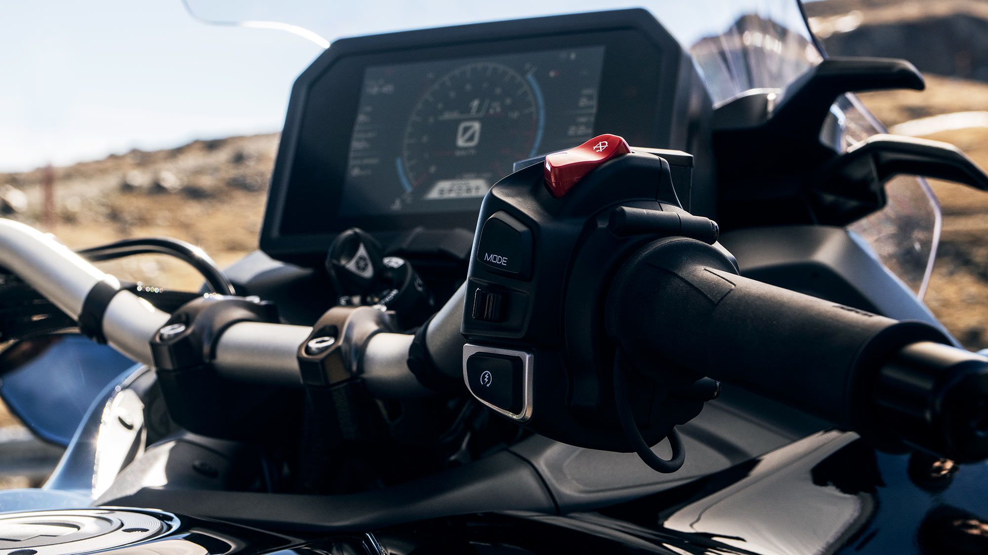 Riding through cold weather is bound to happen on a long tour; new heated grips are there to keep the rider’s hands warm.