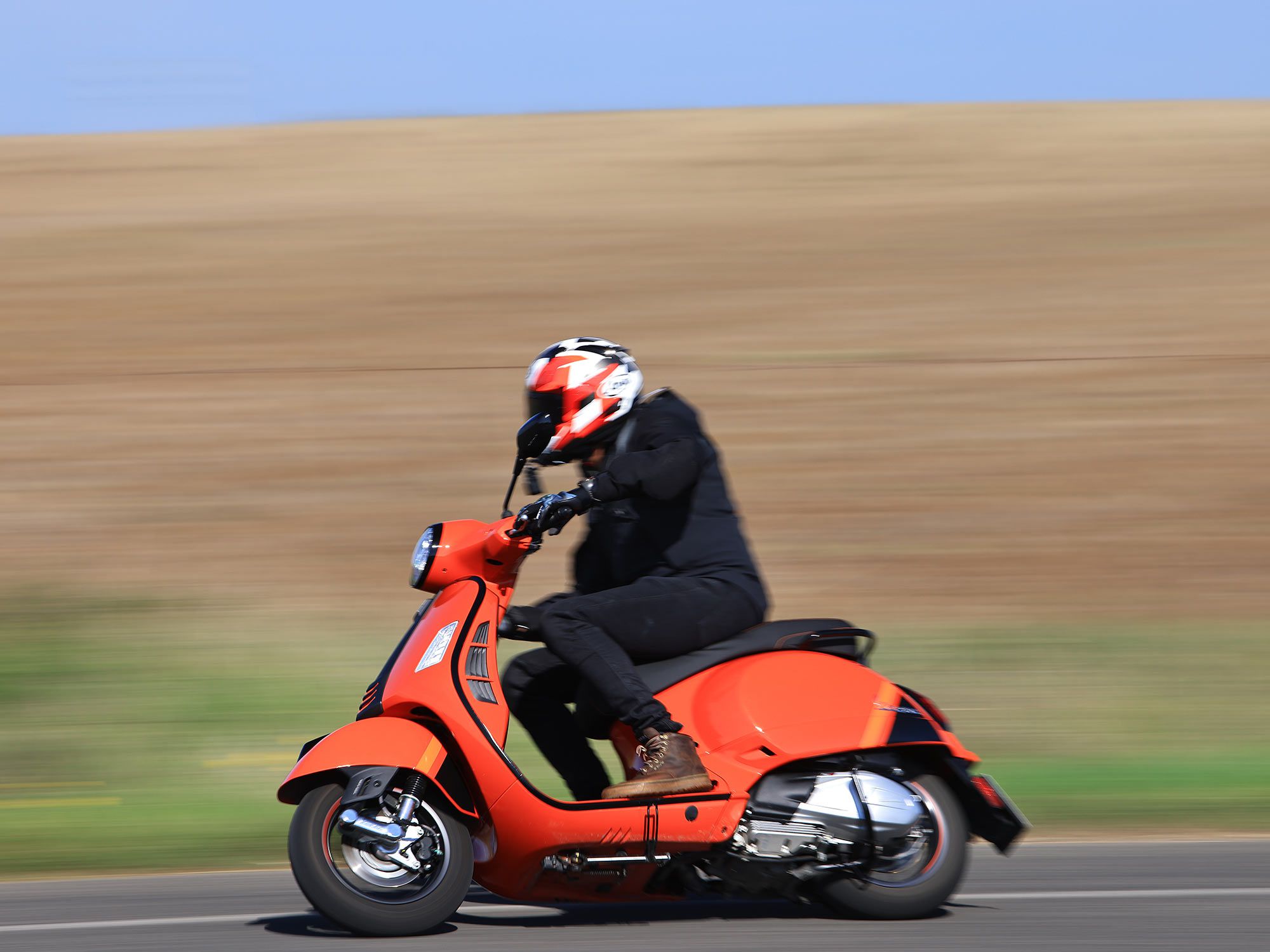 The 278cc single-cylinder GTS 300 has plenty of pep to get you in or out of town, with a top speed of 77 mph.