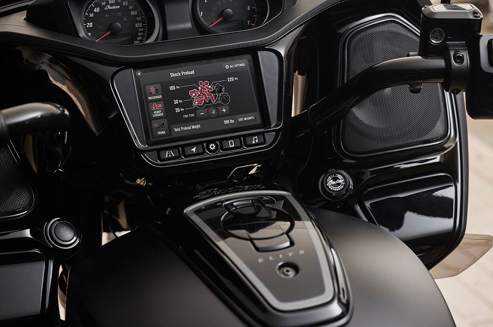 The 7-inch touchscreen panel provides access to the full Ride Command–powered infotainment system.