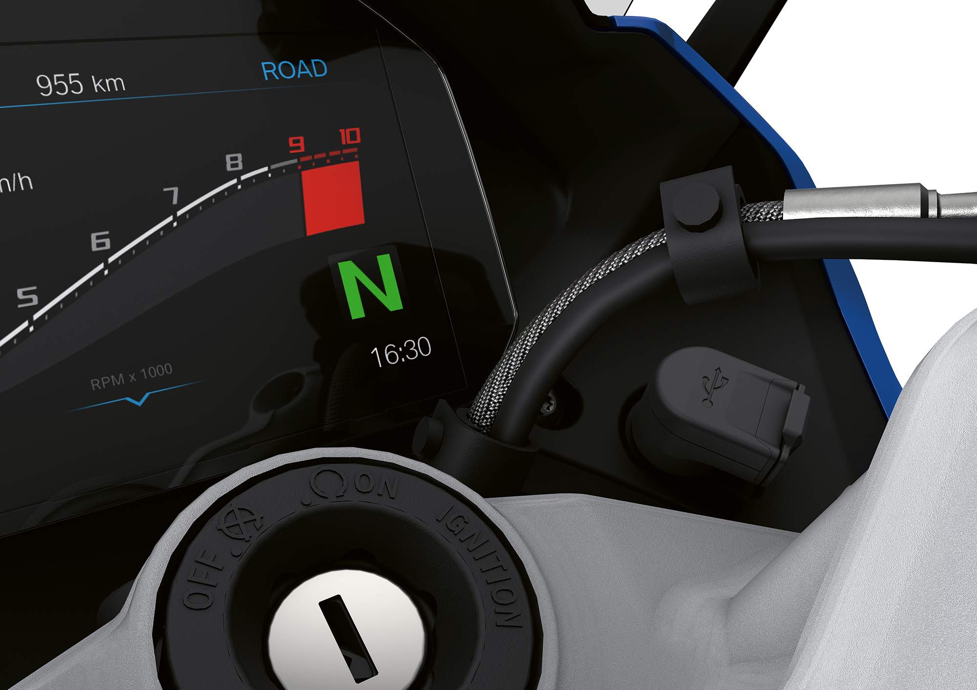 The 2023 R 1250 RS will have both a 12-volt socket and a USB-A socket.
