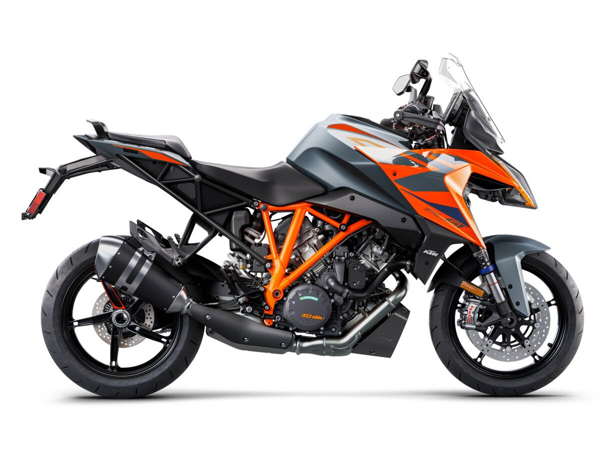 The KTM Super Duke GT sport-tourer is based on the ridiculously entertaining 1290 Super Duke R EVO, but features amenities needed for longer-distance touring.