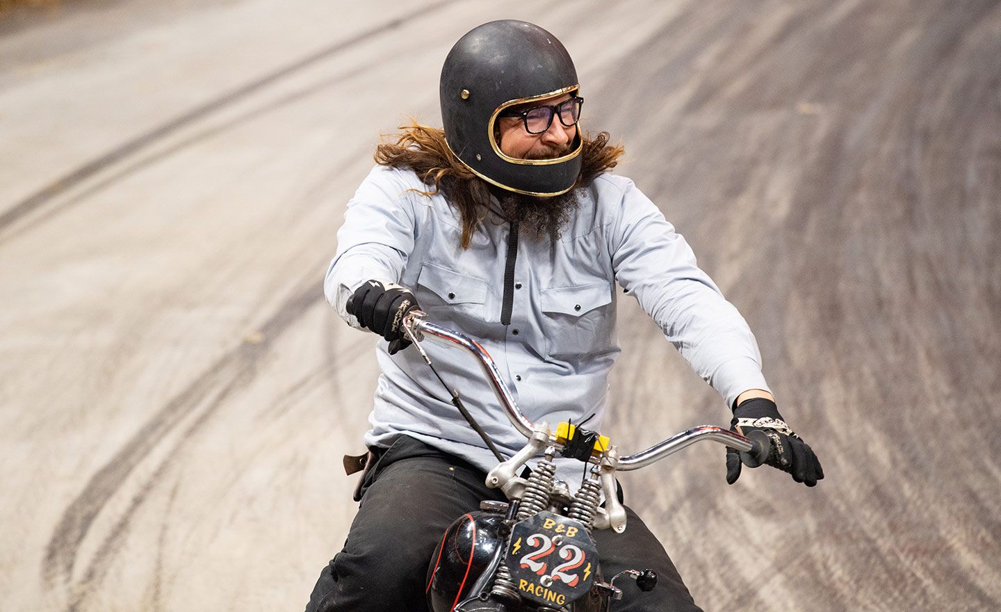 Can’t hide that smile: Jake Drummond negotiates the Open Amateur class race.