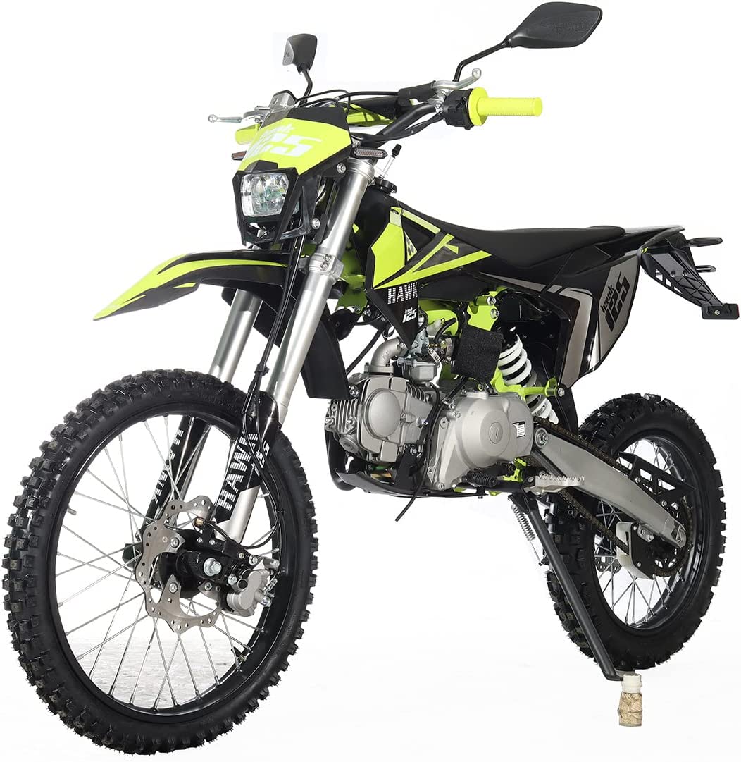 X-PRO Hawk 125cc Dirt Bike Zongshen Brand Engine with All Lights and 4-Speed Manual Transmission! Electric/Kick Start, Big 19/16 Tires!
