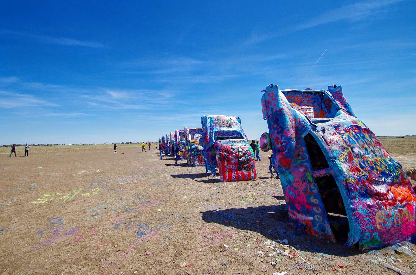 When Texas hippies make art with eccentric billionaires: the Cadillac Ranch.
