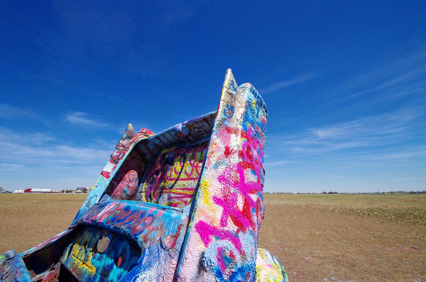 Fifty years of fresh coats of paint: Amarillo, Texas’ Cadillac Ranch is a consistent tourist draw.
