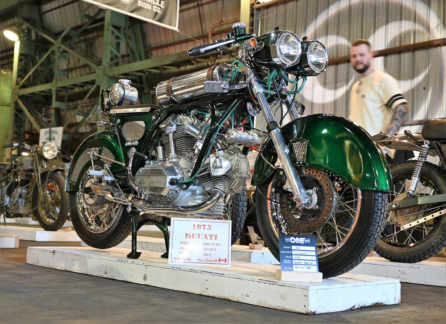 Tim Lovell’s incredibly detailed 1975 Ducati GTS 900 was a bike he wrangled for his dad! Now that’s some gift.