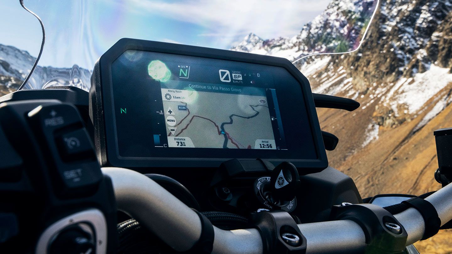 Completely new 7-inch color dash with three layouts to choose from, plus connectivity for 2023. There's full-map Garmin navigation, via the Garmin Motorize app. Once connected you can take calls, receive messages, listen to music, and even check the weather on your route.